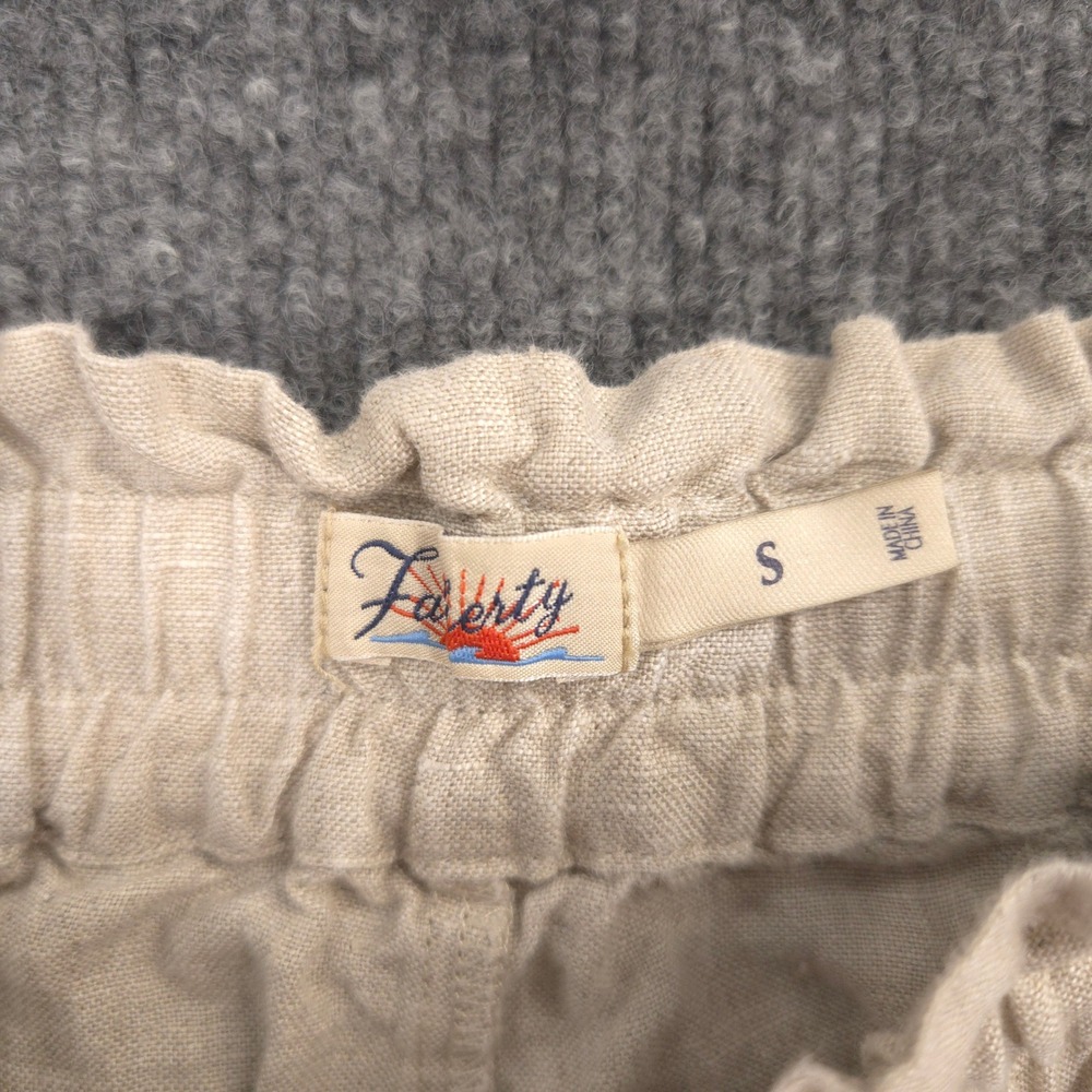 Faherty Laguna Linen Tie Waist Shorts Womens Small Flax Beige High Rise Casual - Picture 4 of 9